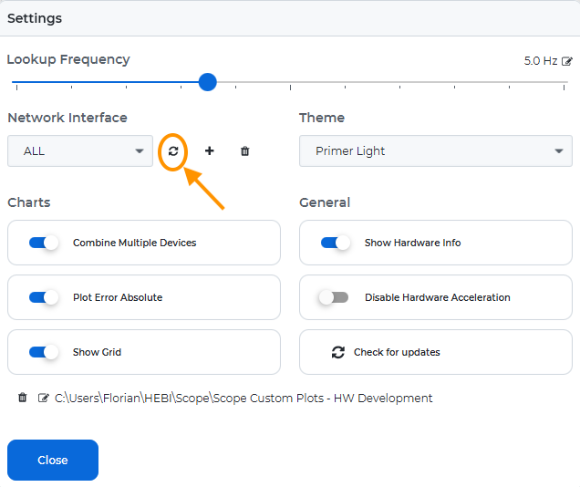 settings network refresh